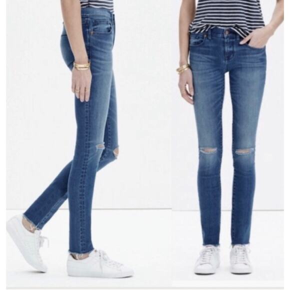 Madewell Skinny Skinny Jeans Distressed Dark Wash Women's 29 - Picture 2 of 8